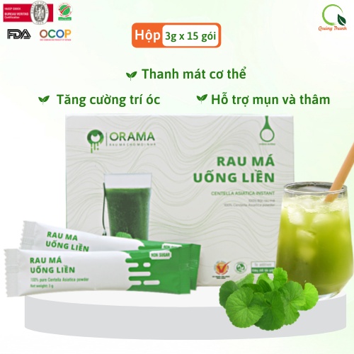 Rau Má Uống Liền ORAMA không đường 15x3g - nguyên chất, tăng cường dinh dưỡng