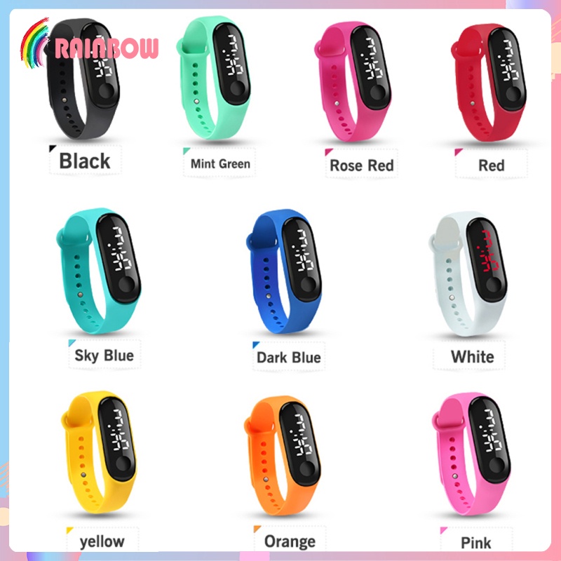 Đồng Hồ Đeo Tay Kỹ Thuật Số Màn Hình Led Cảm Ứng Dây Silicone Màu Trắng Sang Trọng