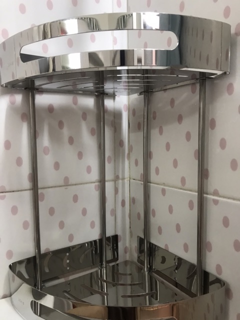 Kệ góc nhà tắm 2 tầng inox 304