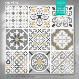 Decal gạch bông trang trí tấm lớn 60X165CM / 1 SET - Set Cúc Vàng
