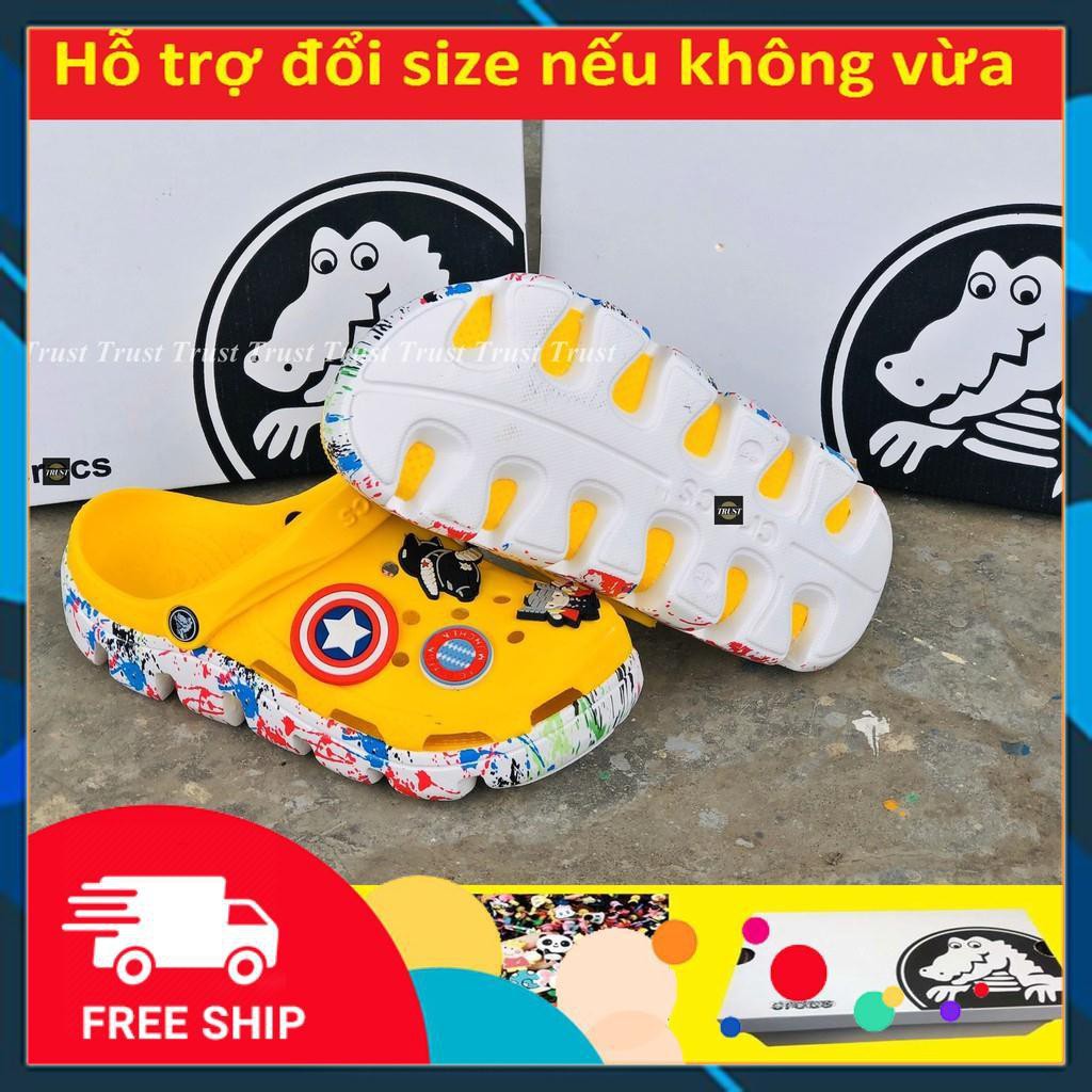 [Tặng 12 jitbitz + hộp hãng + freeship] Dép sục cross duet nam nữ màu vàng đế vẩy sơn