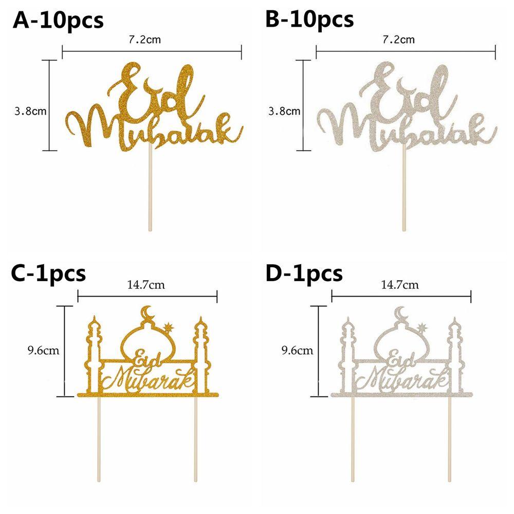 YNATURAL Set 1 / 10 Que CắM Trang Trí BáNh Kem HọA TiếT Eid Mubarak ĐộC ĐáO