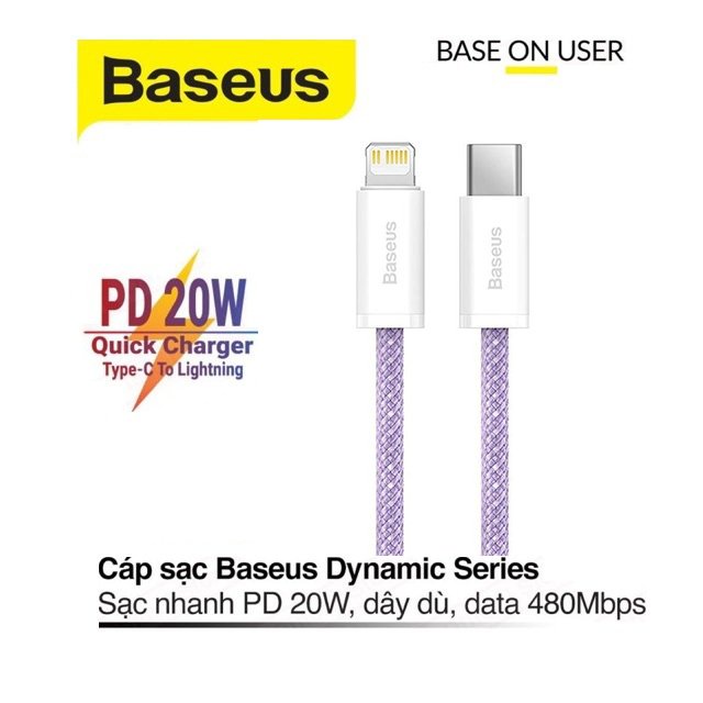 Cáp sạc Baseus Dynamic Series Lightning dây nylon siêu bền dài 100CM cho iPhone/iPad 2.4A