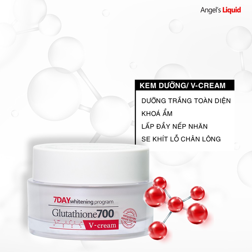 Kem Dưỡng Trắng Da Angel’s Liquid 7 Day Glutathione 700 V-Cream 50ml