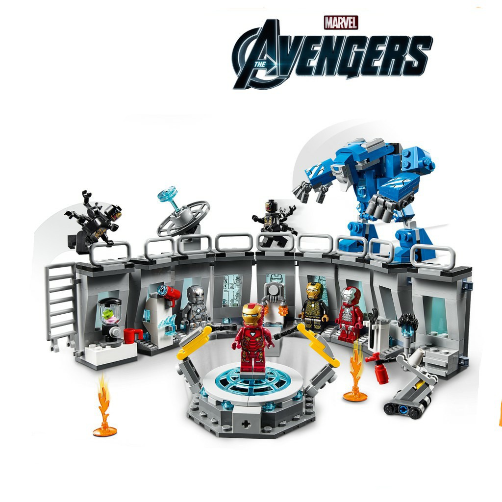 Lego xếp hình Marvel Avengers phòng chứa các bộ giáp của người Sắt Iron Man - BELA 11260(560PCS)