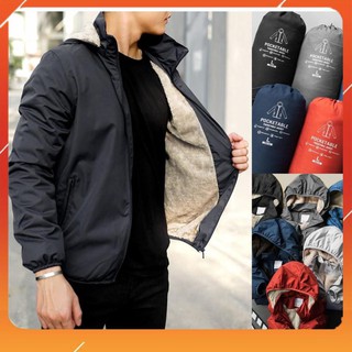 [Freeship]  Áo lông cừu chống nước , Áo gió thể thao lót lông kèm túi đựng
