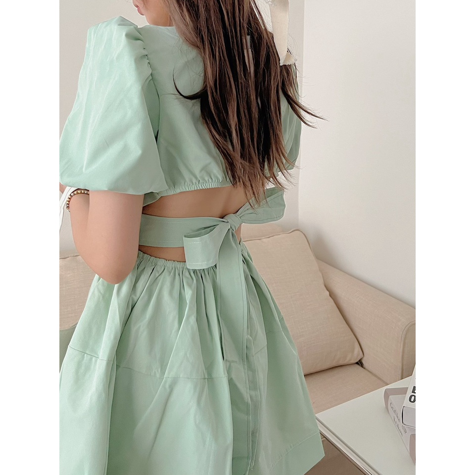Váy cut out lưng nhiều màu cổ tròn