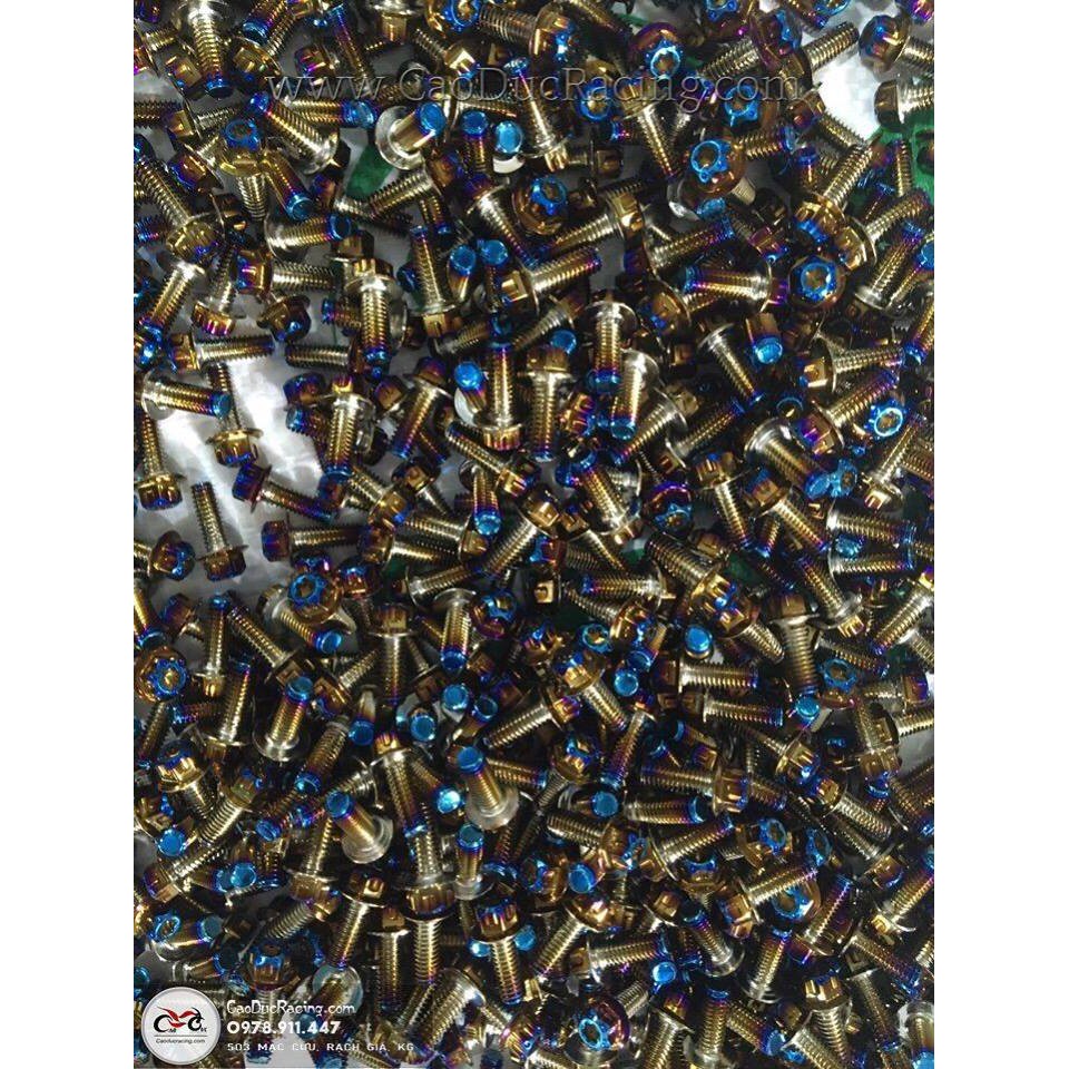 ốc 6x20 đầu vương miện v1 titan gắn gác chân v.v - Gía sỉ sập sàn