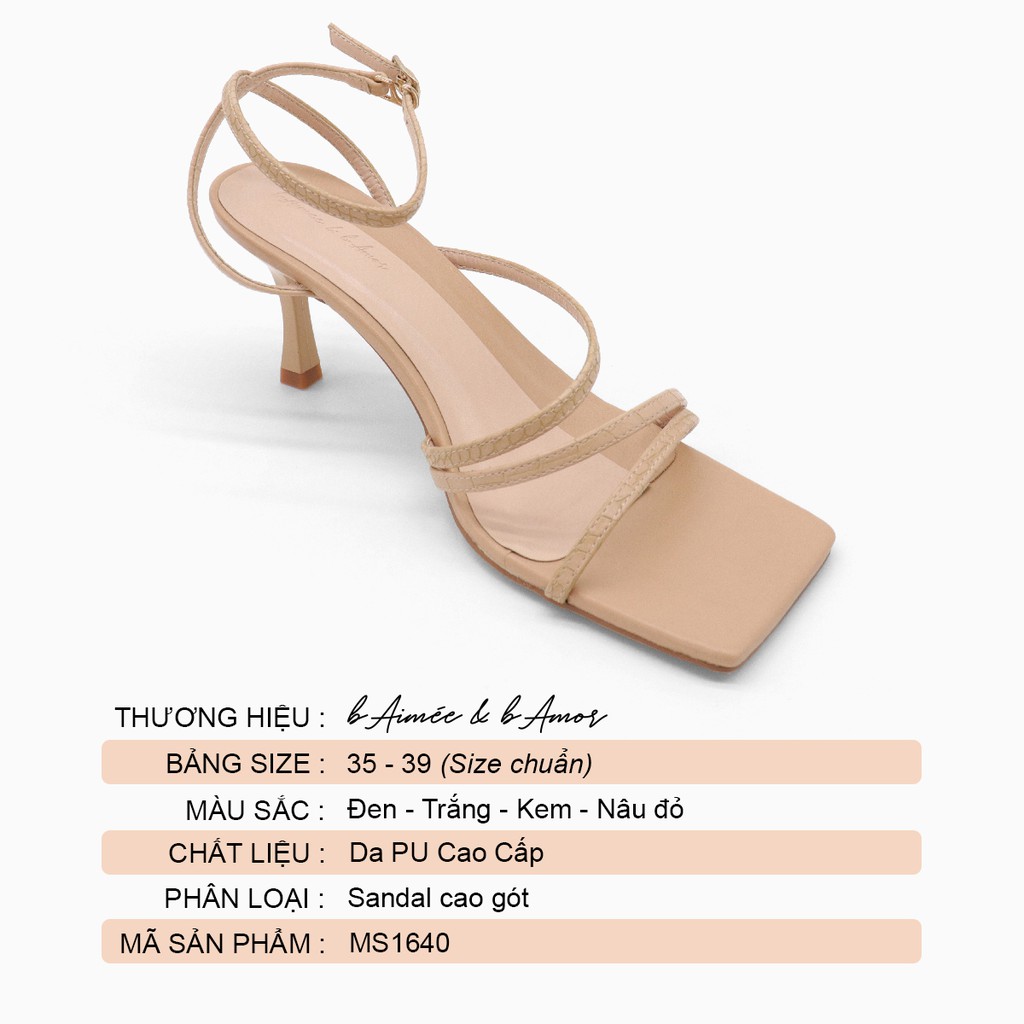 Sandal cao gót nữ gót nhọn 7p đẹp thời trang quai chéo dây mảnh mũi vuông cao cấp bAimée &amp; bAmor - MS1640