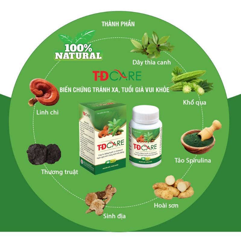 TĐ CARE - TĐCARE Giúp hạ và duy trì ổn định đường huyết, giảm cholesterol.