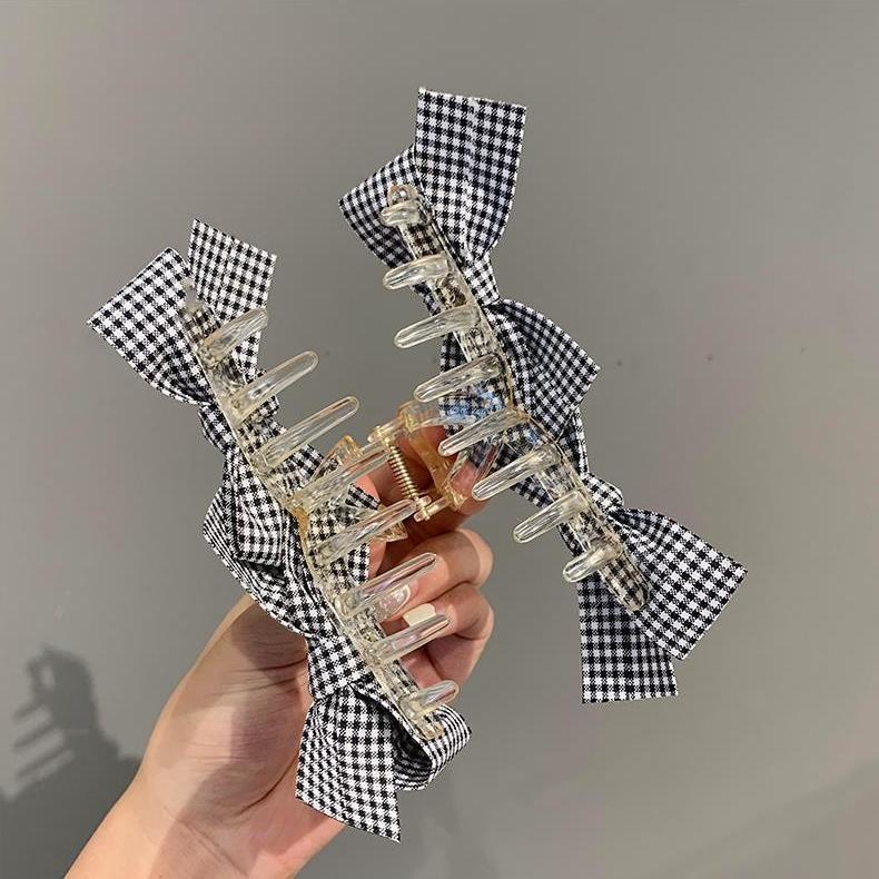 Kẹp tóc nơ lưới đen trắng thời trang cho nữ