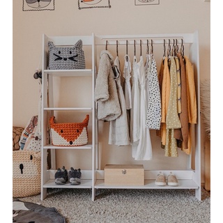 ANHA KIDS Tủ quần áo trẻ em Montessori, tủ cho bé gỗ plywood an toàn rèn luyện thói quen tự lập từ nhỏ