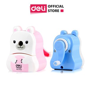 Gọt bút chì quay tay Deli 722 Hình gấu - Hồng/Xanh