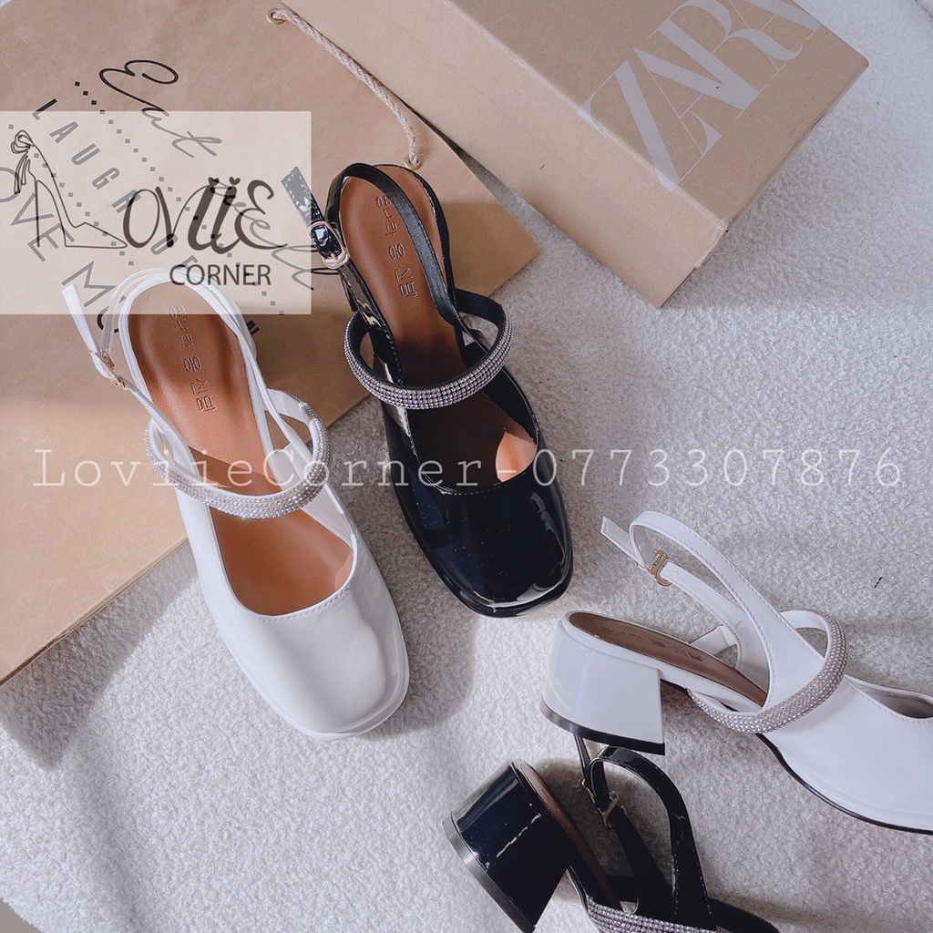 SỤC THỜI TRANG NỮ LOVIIECORNER - GIÀY QUAI HẬU BÍT MŨI DA BÓNG - GIÀY CAO GÓT MŨI NHỌN ĐẾ VUÔNG 5 PHÂN G220906