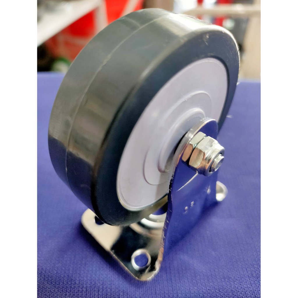 Bánh xe đẩy cao su tổng hợp xám tải nhẹ càng cố định - 50-65-75mm - Happy Move Thái Lan