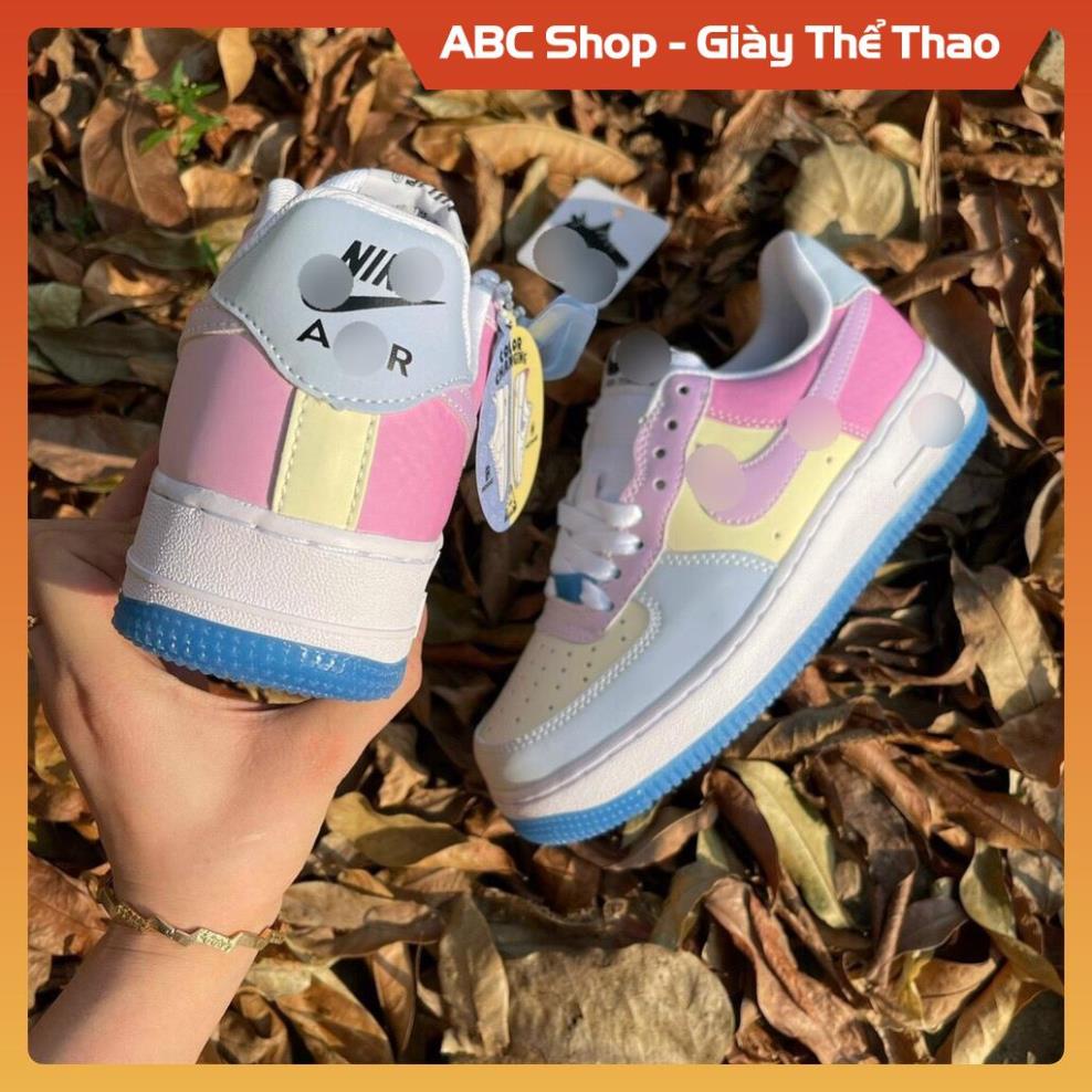 [Hàng Xịn - FreeShip] Giày AF1 low đổi màu hồng vàng trắng xanh, Giầy Air Force trắng đế xanh đổi màu thấp cổ