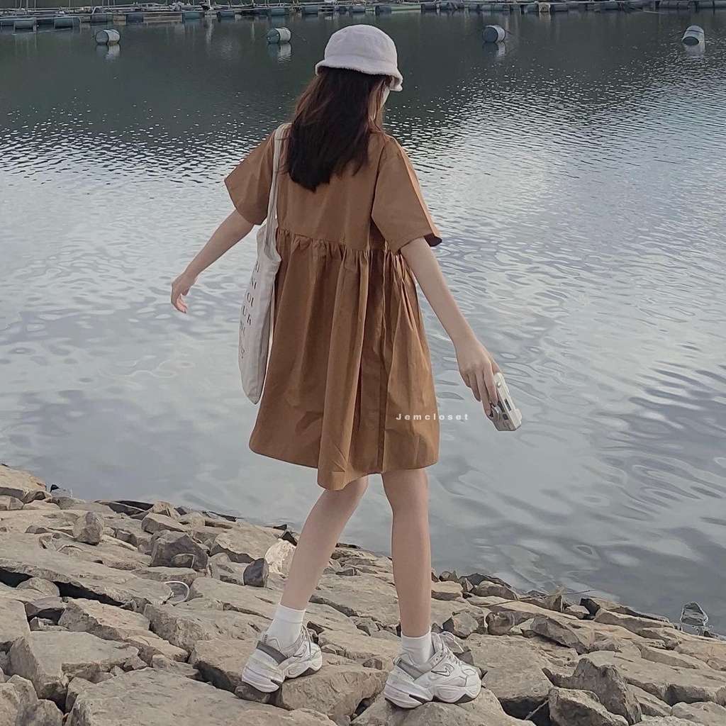 Váy Nữ Xinh JEM CLOSET  Suông Dáng Dài VALLE Form Rộng Thiết Kế Đơn Giản Nhiều Màu Lên Form Dáng Đáng Yêu 3409