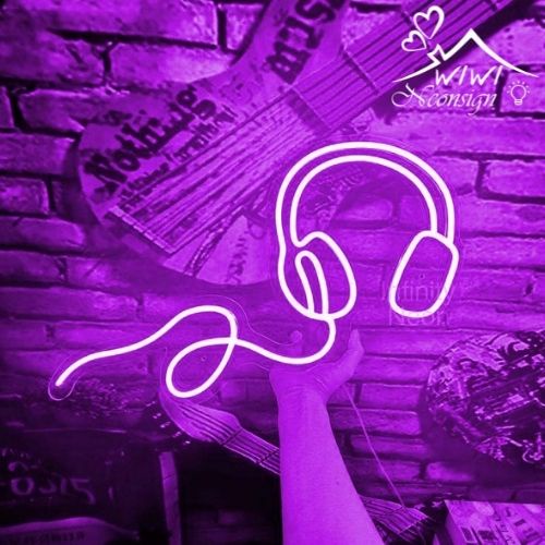 Đèn led neon hình tai nghe | 28x25 cm | Đèn led neon theo yêu cầu trang trí decor quà tặng cực chất