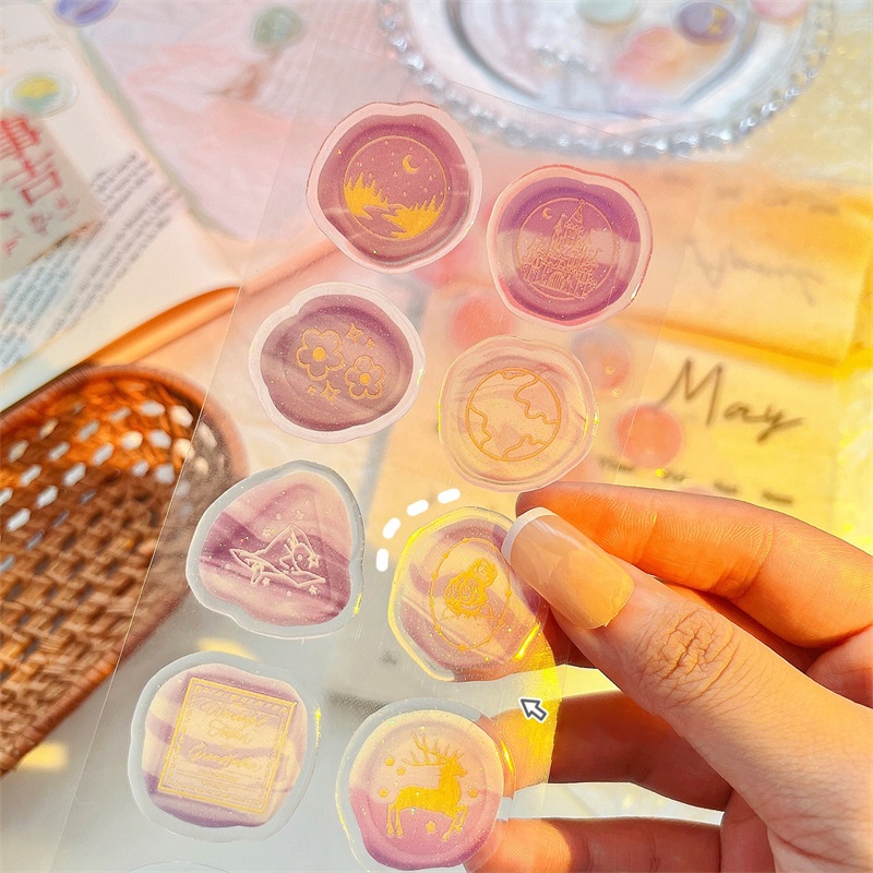 Bộ 12 Miếng Dán Niêm Phong Bằng Sáp Pha Lê 3D Nhiều Kích Cỡ Phong Cách Vintage