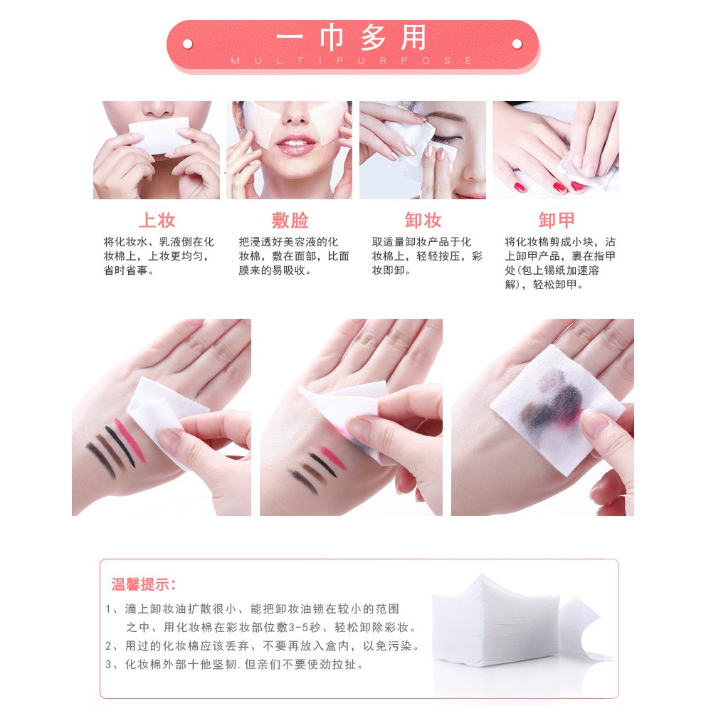 Bông tẩy trang cotton 1000 miếng Lameila, bông trang điểm đắp toner siêu mềm mịn