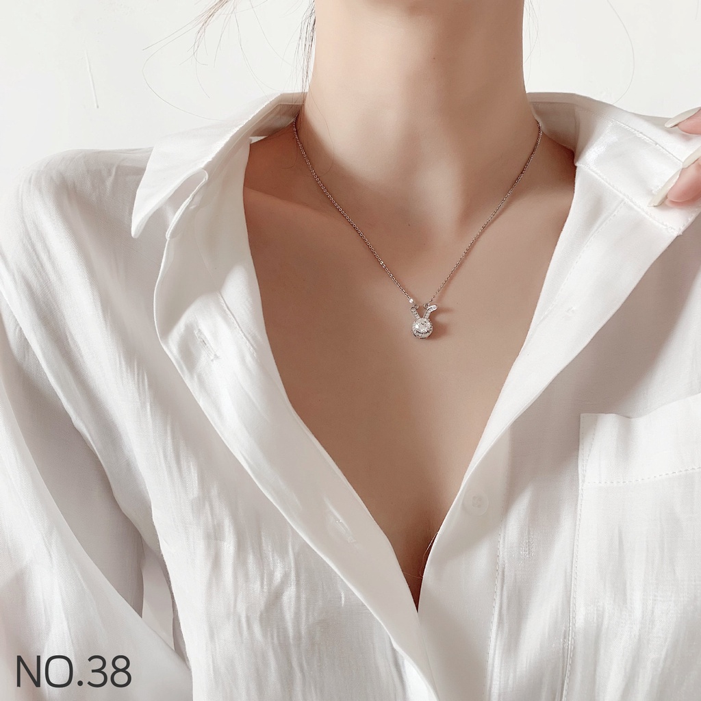 Vòng cổ Bạc S925 Mặt Đá Kim Cương Trắng Và Vàng 18K Thanh Lịch