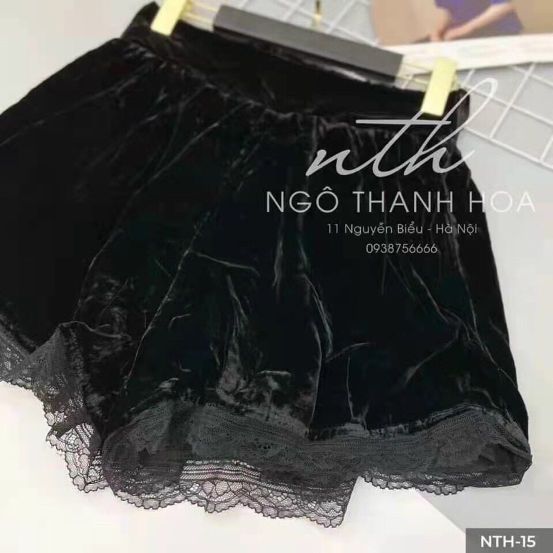 Quần shorts nhung pha ren