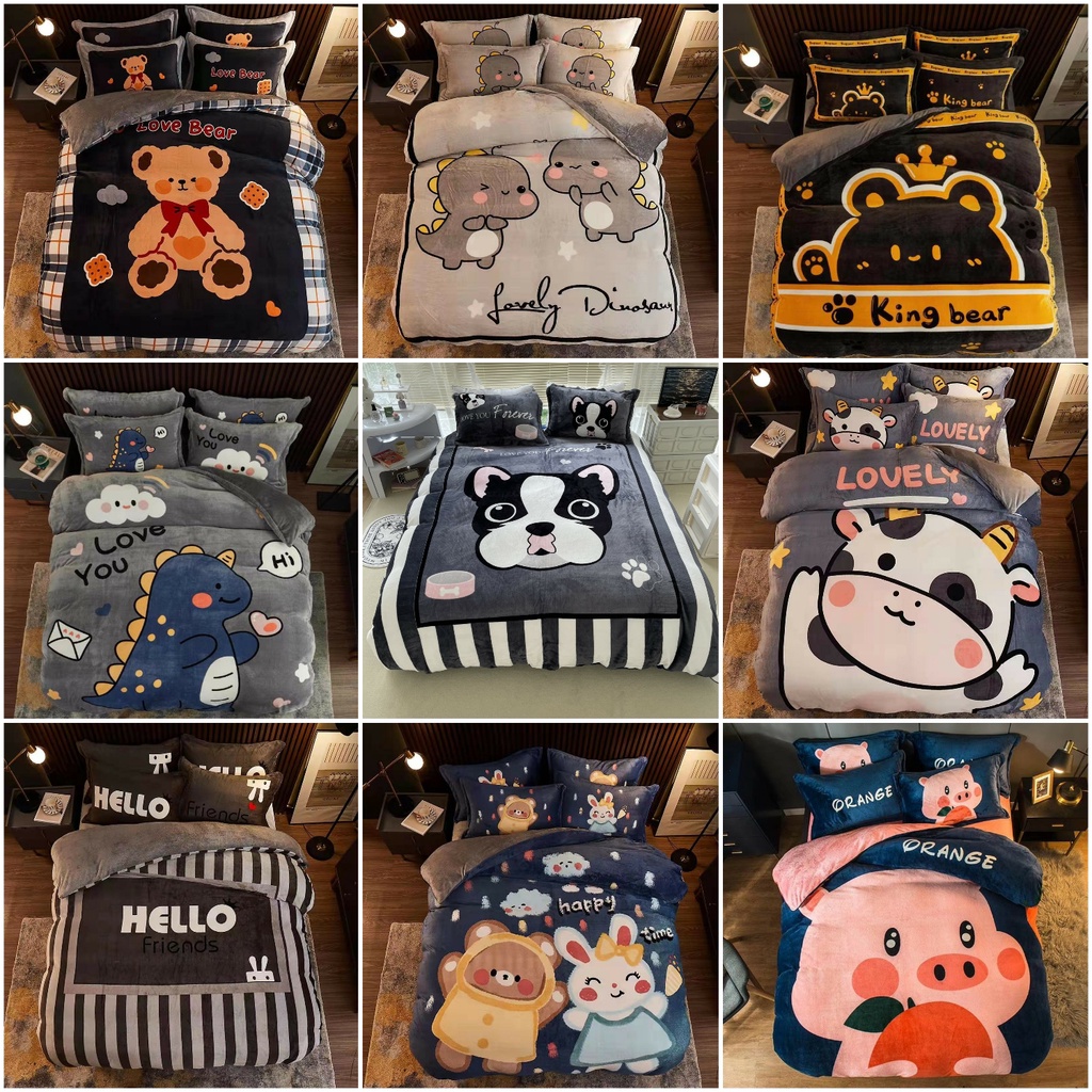 Bộ chăn ga gối cho bé nỉ nhung tuyết sữa, sét ga giường vỏ gối nỉ (ib shop chọn mẫu)