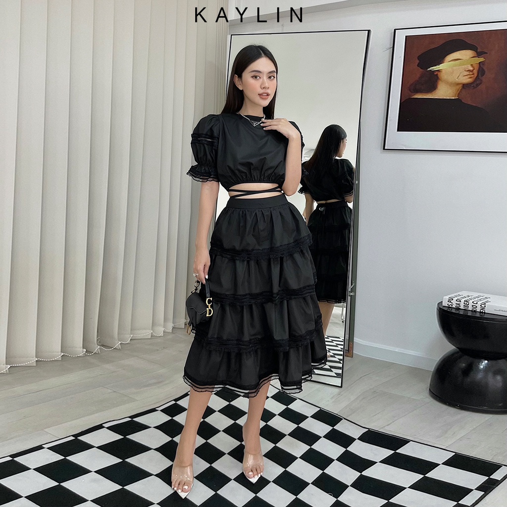 Set chân váy tầng áo croptop N1791 - KAYLIN
