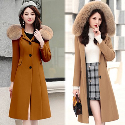 ÁO KHOÁC DẠ FROM DÀI PHỐI NÓN KÈM LÔNG MSP-AK586450VN | BigBuy360 - bigbuy360.vn