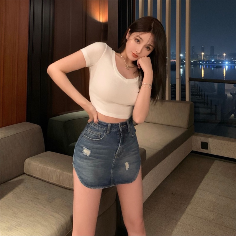 Chân Váy Denim Rách Thời Trang Dành Cho Nữ