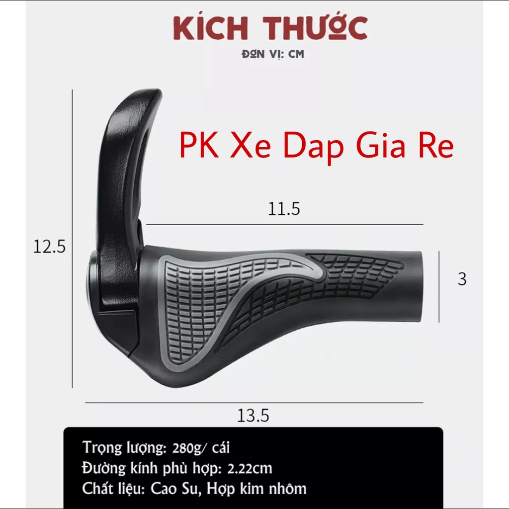 Bộ 2 Bọc Cầm Tay Lái Xe Đạp Cao Su Chống Trơn Trượt, Tay nắm sừng trâu xe đạp 2 màu cao cấp