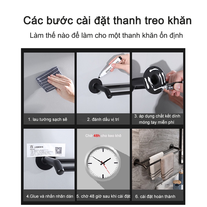 Giá treo khăn tắm GUANCHUANG dán tường không cần khoan lỗ bằng nhôm đa năng tiện lợi