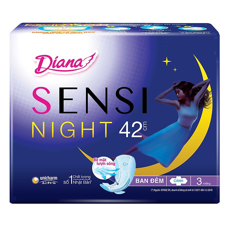 (giá thùng) Băng vệ sinh Diana Sensi Ban đêm 42cm