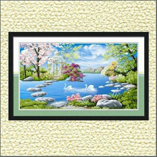 Tranh đính đá phong cảnh 50x80cm