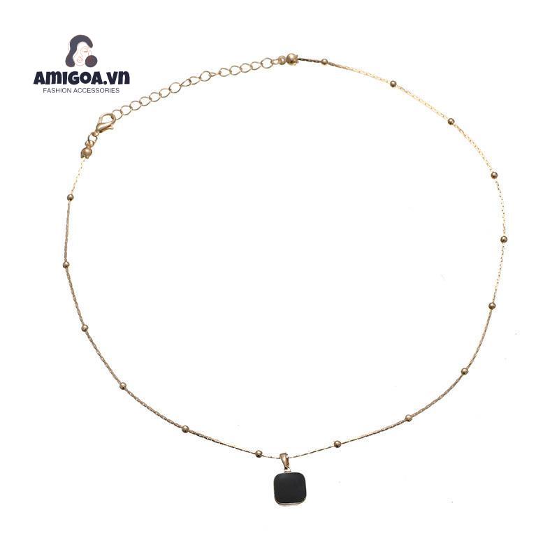 ✨✨Vòng cổ mặt vuông đính đá màu đen tinh tế sang trọng cho nữ