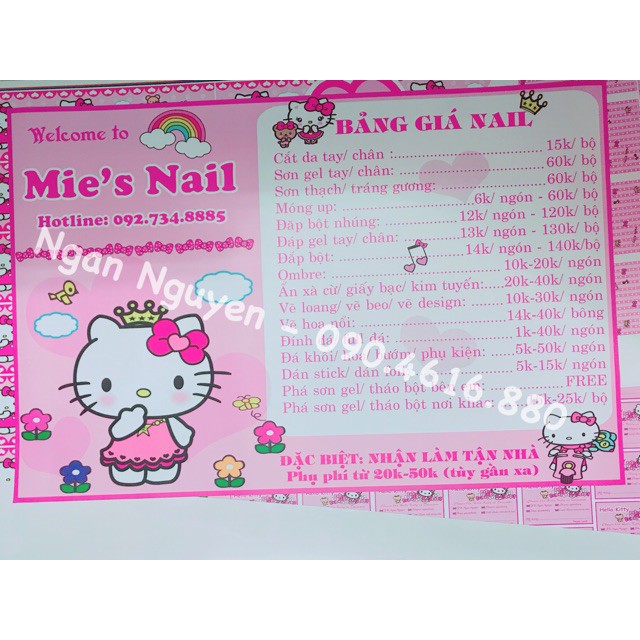 DECAL BẢNG GIÁ, MENU KITTY THEO YÊU CẦU KHÁCH