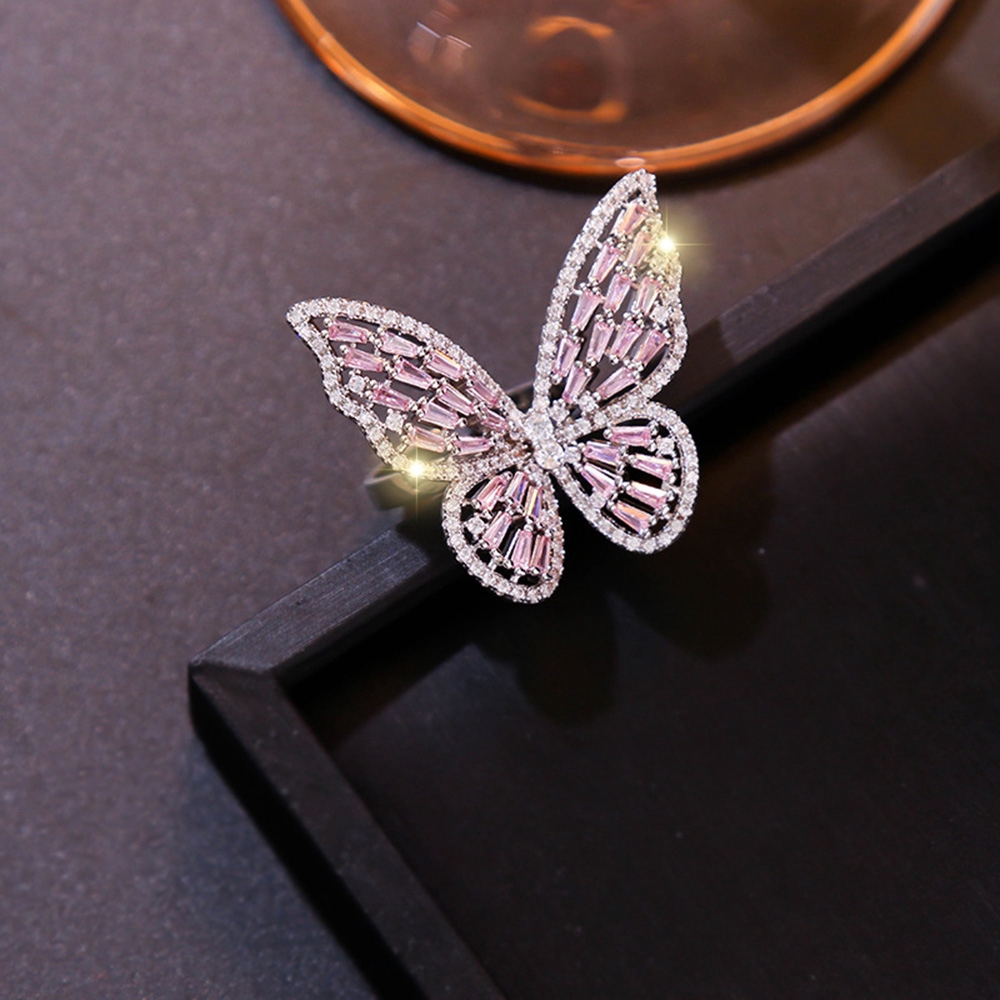 Nhẫn Hình Bướm Đính Đá Zircon Lấp Lánh Xinh Xắn