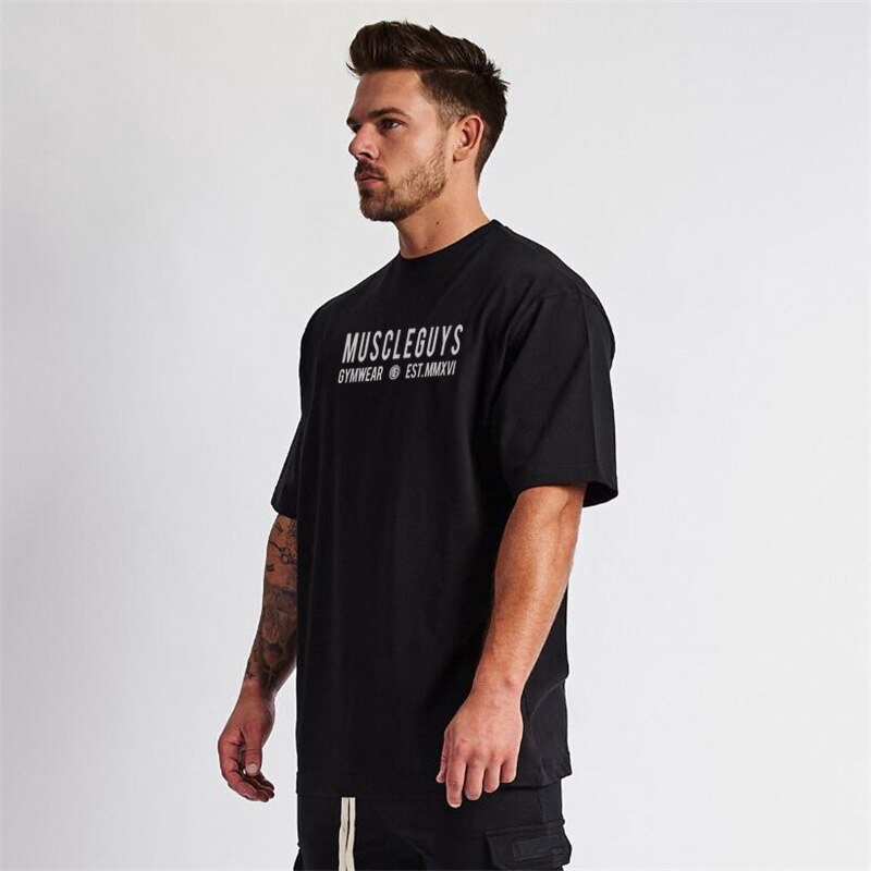 Áo thun tay ngắn in họa tiết chữ phong cách thể thao cho nam