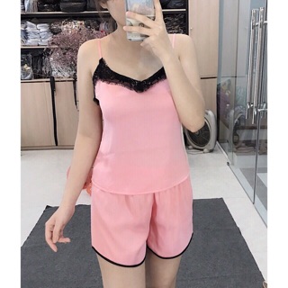 Bộ ngủ lụa cao cấp phối ren cực sexy