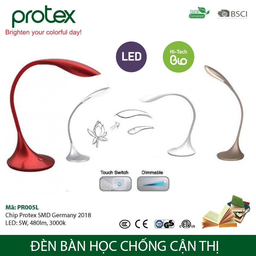 Đèn bàn học sinh cao cấp Led chống cận thị Protex PR-005L cảm ứng - Hàng chính hãng, bảo hành 5 năm