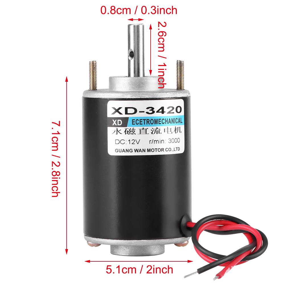 Động cơ điện vĩnh cửu DC CW/CCW XD-3420 12/24V 30W tùy chọn
