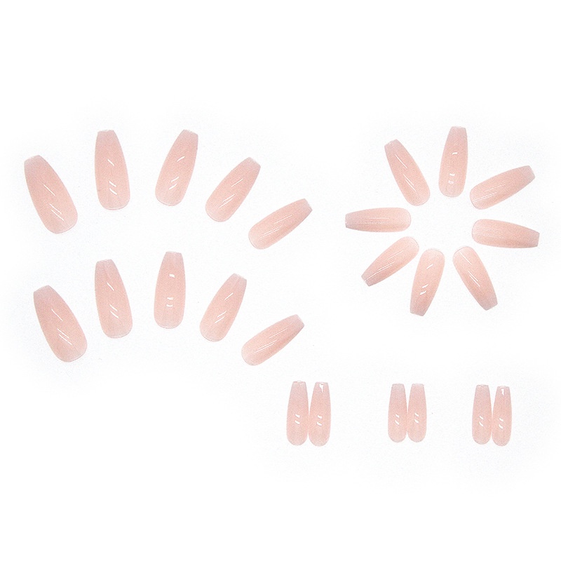 Set 24 Móng Tay Giả Màu Hồng Gradient Đơn Giản