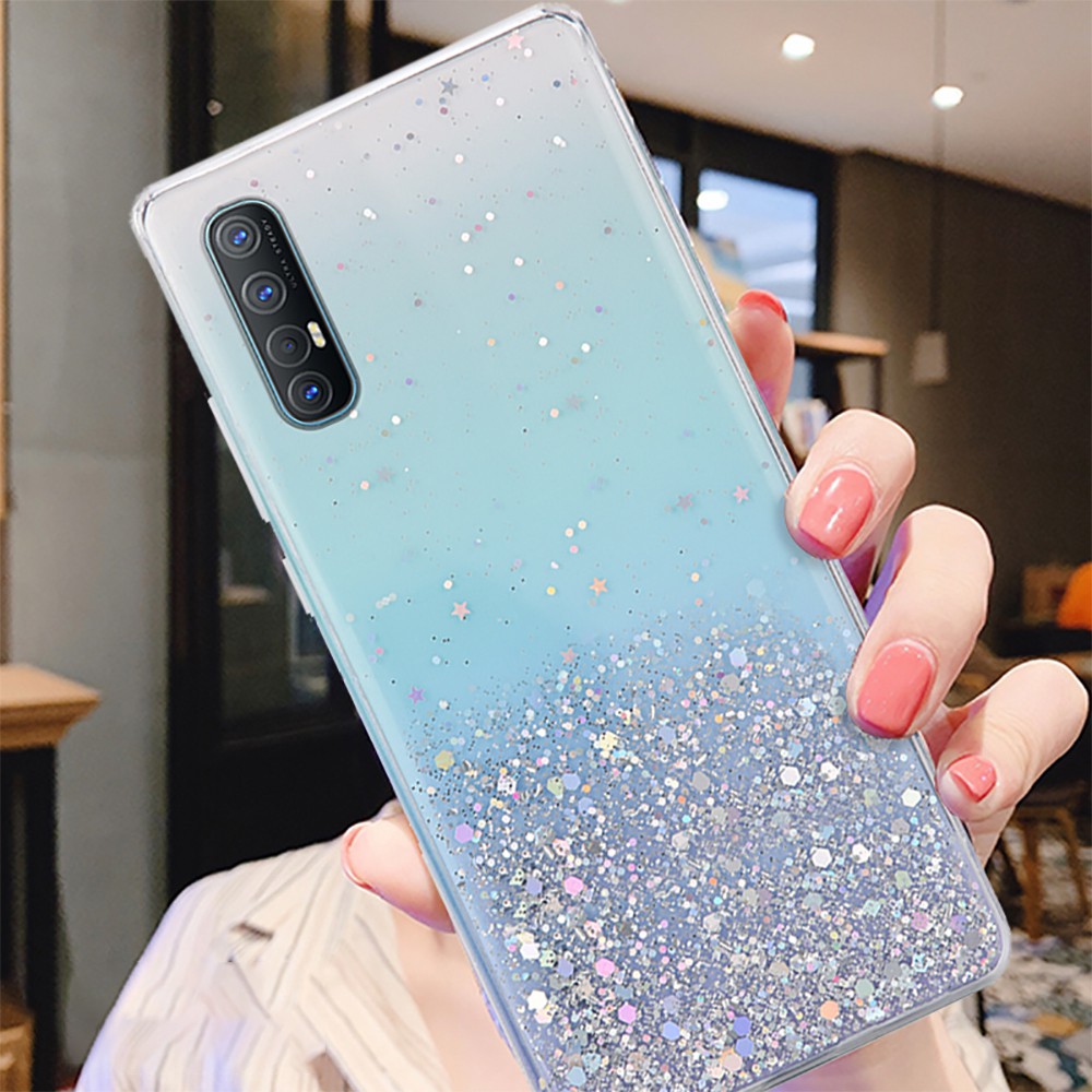 Case OPPO Find X2 R17 R15 Pro Reno 3 4 Pro 2Z ZF ACE 2 A9S Bling Glitter Stars Sequins Silicone Phone Case