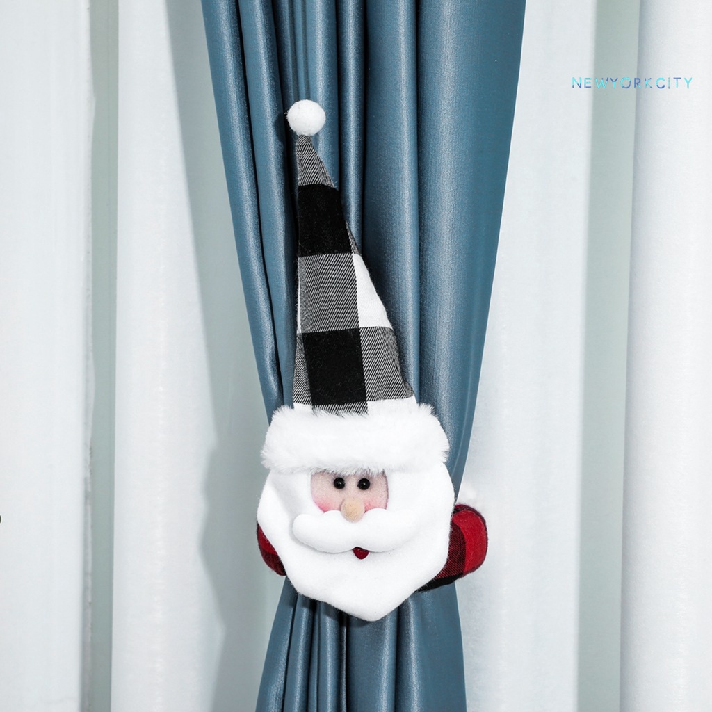 Cod-curtain Móc Treo Rèm Cửa Sổ Bằng Vải Thiết Kế Hình Ông Già Noel / Người Tuyết Trang Trí Nhà Cửa Dịp Giáng Sinh