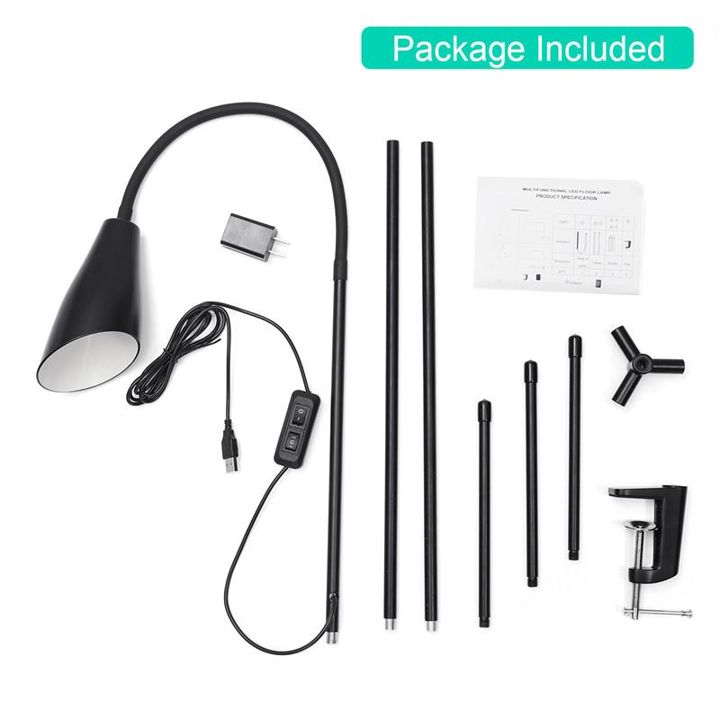 USB 3-In-1 Adjustable LED Floor Lamp Light Modern Standing Reading with Flexible