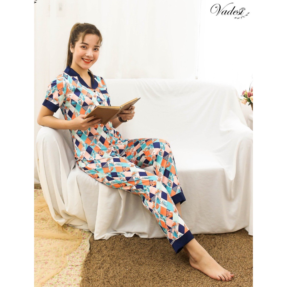 Đồ Ngủ Pijama Nữ Bộ Quần Dài Tay Ngắn Lụa Cao Cấp Mặc Nhà Đẹp Mềm Mịn Thấm Hút Thoáng Mát – VADESI