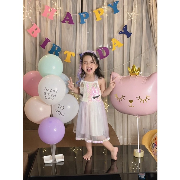 Bóng hình con mèo hồng, con mèo đen dễ thương trang trí sinh nhật hàn quốc