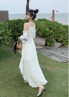 VÁY MAXI TRẮNG TIỂU THƯ CHẤT ĐẸP SẴN