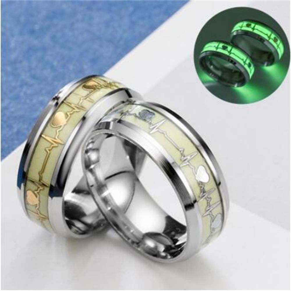 Nhẫn Thời Trang Hình Nhịp Tim Màu Sắc Phản Quang Độc Đáo|Dây Chuyền Thép Không Gỉ Nhiều Màu Sắc Thời Trang