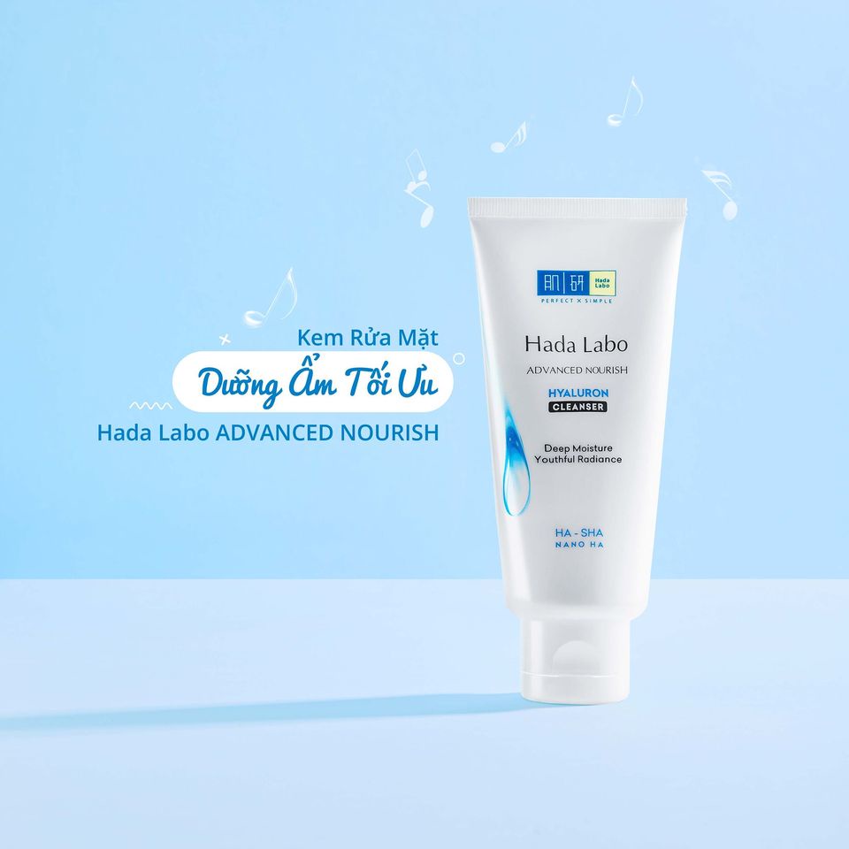 Kem Sữa Rửa Mặt Hada Labo Trắng Dưỡng Ẩm Tối Ưu Advanced Nourish Hyaluron Cleanser sửa rửa mặt Chính Hãng (80g) - srm